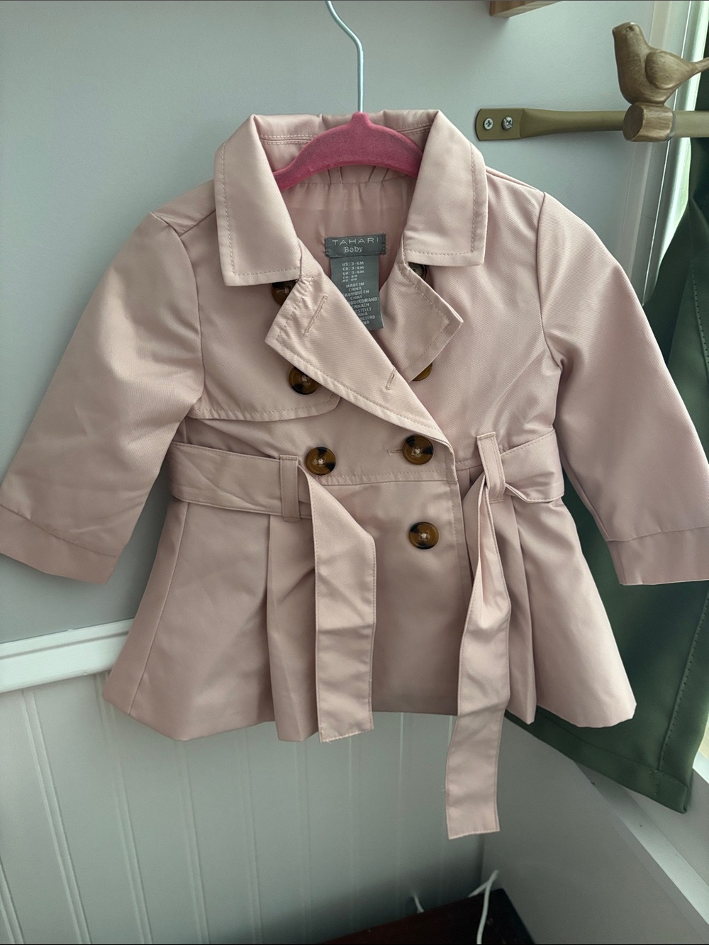 Tahari Girls Blush Pink Double-Breasted Pea Coat